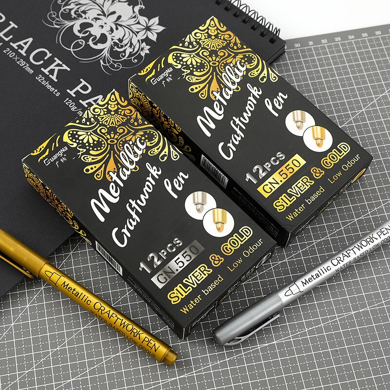 1/2Pc Brush Metallic Marker Pens Permanent Gold Silver Color Art Marker For Crafts Manga Scrapbooking School Stationery Supplies - Image 5