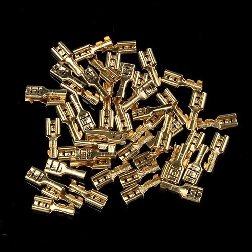 100Pcs/Lot 2.8/4.8/6.3mm Female Male Crimp Terminal Wire Connector Gold Brass/Silver Car Speaker Electrical Cable Terminals Kit - Image 5
