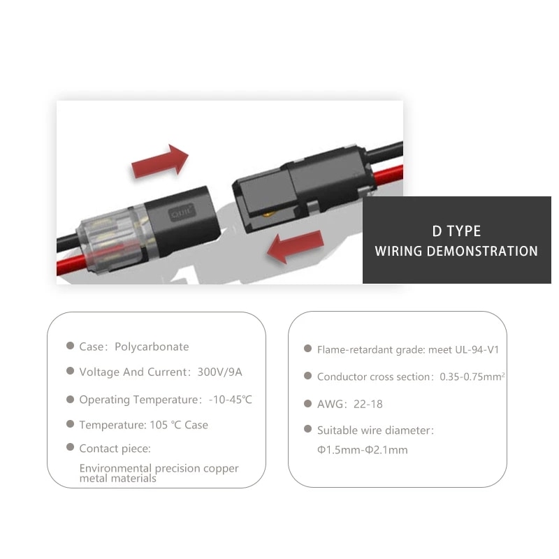10PCS Fast Pluggable Wire Connector 2Pin Splice Electrical Cable Crimp Terminals For Wires Wiring LED Car Connectors 22-20AWG - Image 4