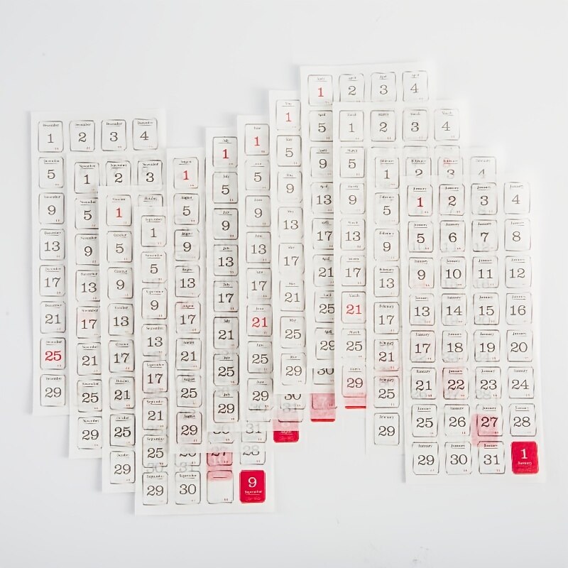 12pcs/pack 365 days notebook background decoration calendar note stickers Planner hand made Collage material - Image 2
