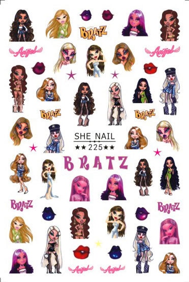 2023 Cartoon Barbie Princess Manicure Stickers Fashion Women Figure Nail Stickers Bratz Beauty Girls Diy Patch Toy Decor Gifts - Image 3
