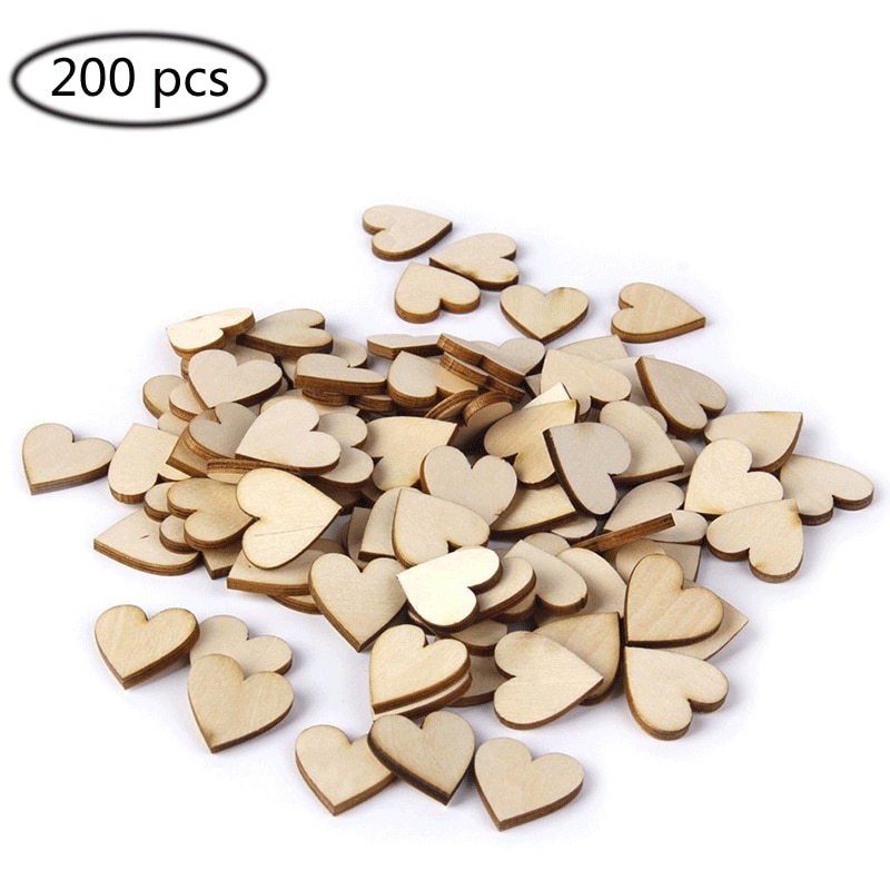 50/100/200 pcs Blank Love Heart Wood Slices Discs Unfinished Natural DIY Crafts Supplies Wedding Love Heart Handmade Decorative - Image 2