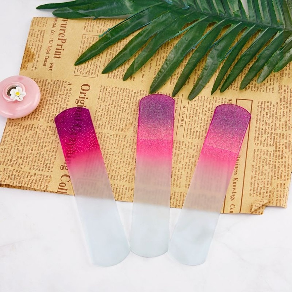 Beauty Salon Sand Blasting Big Glass Nail File Block Custom Logo Nail File Tempered Glass - Image 3