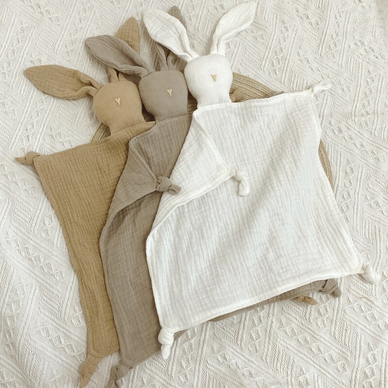 Cute Baby Rattle Bunny Muslin Towel Newborn Soft Cotton Sleeping Dolls Burp Soothing Cloth Blanket Educational Plush Rabbit - Image 3