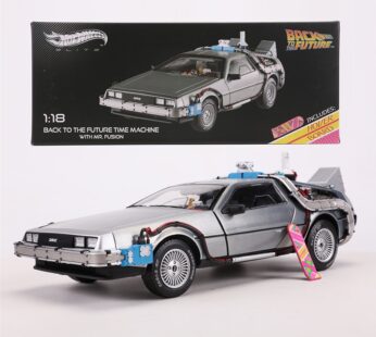 Hot Wheels 1:18 Scale DeLorean DMC 12 Back To The Future Time Machine Mr.Fusion Diecast Toy Vehicle Car Model