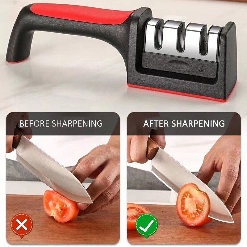 Kitchen 3/4-Segment Knife Sharpener Household Multi-Functional Hand-Held 3/4-Purpose Black Sharpening Stone - Image 2