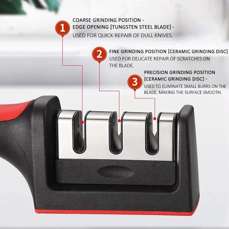 Kitchen 3/4-Segment Knife Sharpener Household Multi-Functional Hand-Held 3/4-Purpose Black Sharpening Stone - Image 4
