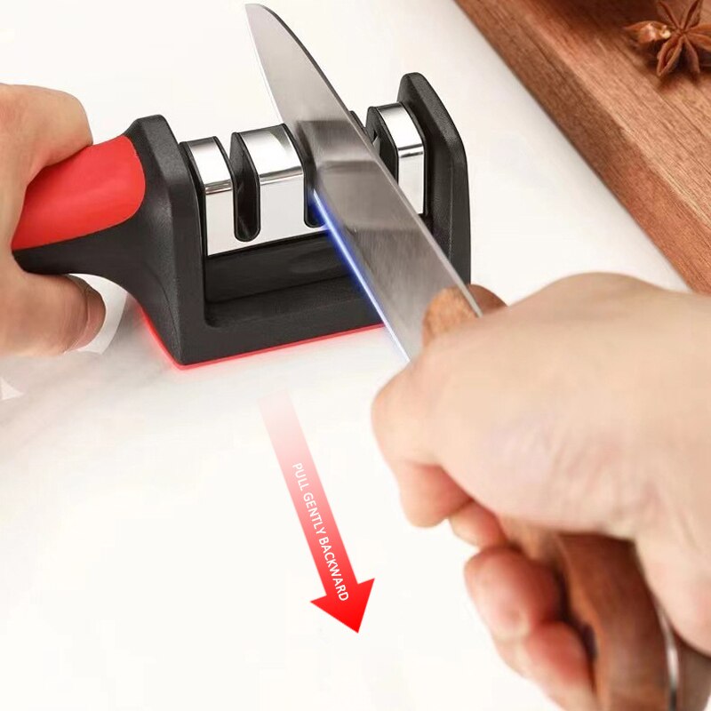 Kitchen 3/4-Segment Knife Sharpener Household Multi-Functional Hand-Held 3/4-Purpose Black Sharpening Stone - Image 5