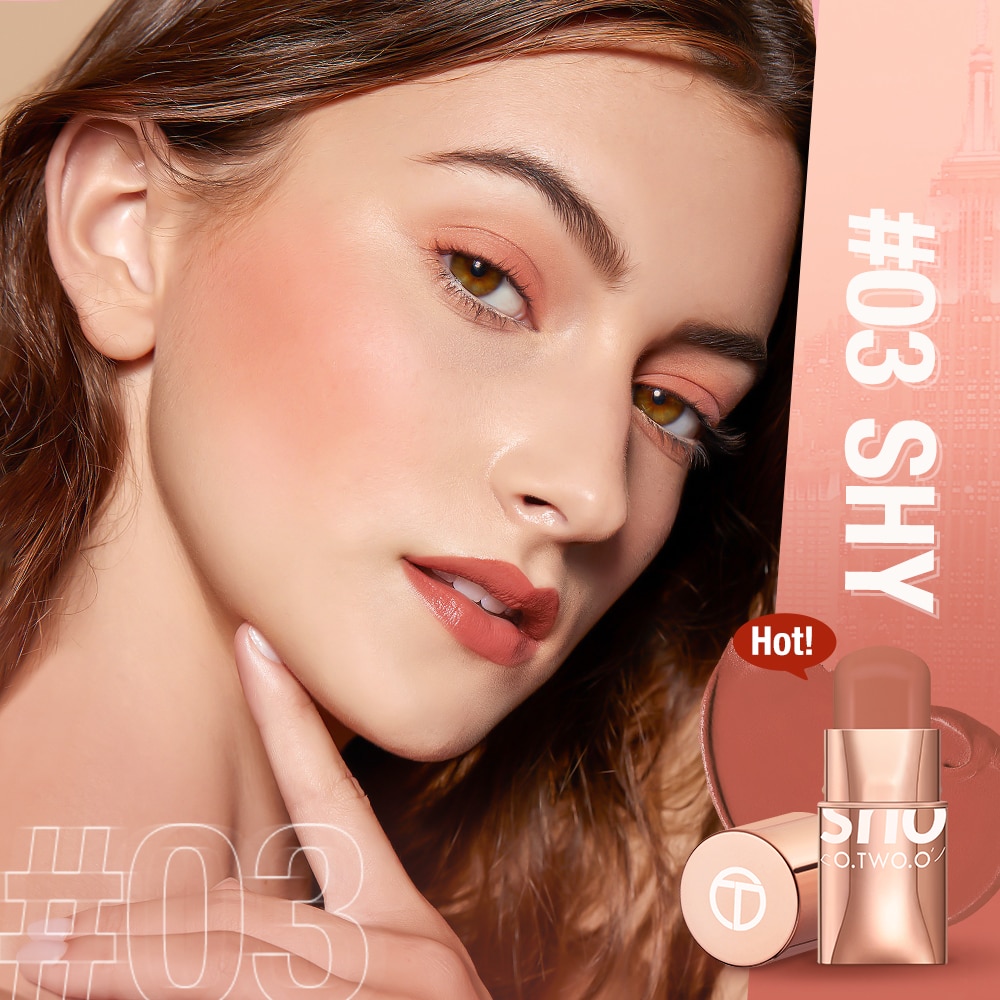O.TWO.O Lipstick Blush Stick 3-in-1 Eyes Cheek and Lip Tint Buildable Waterproof Lightweight Cream Multi Stick Makeup for Women - Image 2