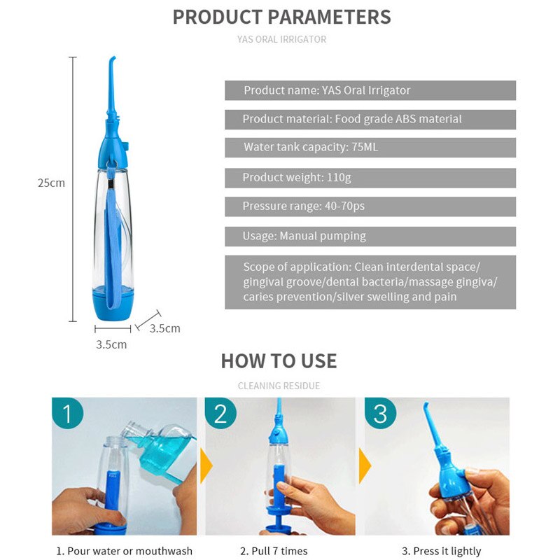 Oral Irrigator Teeth Cleaner Water Jet Tooth Health Water Non-electric Household Portable Oral Irrigator Flossing LV160 New - Image 3