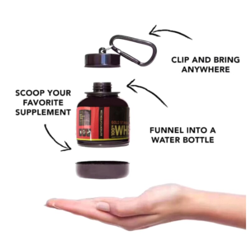 Portable Protein Powder Container Pill Organizer Protein Keychain Sport Nutrition Water Bottle Sport Whey Protein Supplement Cup - Image 2
