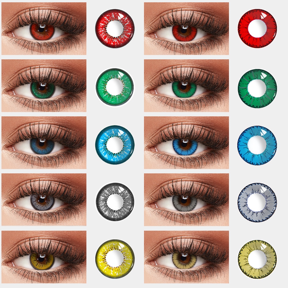 Visual Click Color Contact Lenses for Eyes Anime Cosplay Colored Lenses Blue Red Multicolored Lenses Contact Lens Beauty Pupils